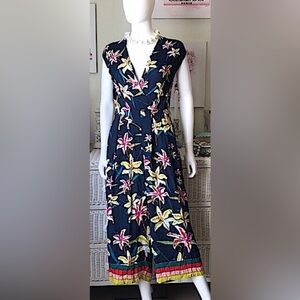 Anthropologie Bl'nk jumpsuit floral print on dark midnight blue color size small